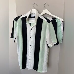 ASOS Black and Mint Striped Casual Button Down Shirt